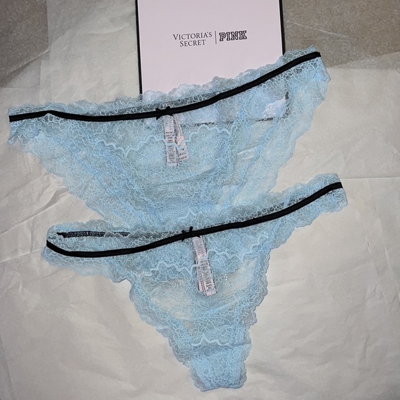 (XL) 2pcs Victoria's Secret Lace Trim THONG & CHEEKY Panties Dream Angels - Picture 7 of 14